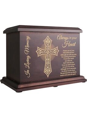 Large Wooden Cremation Urn Memorial Adult Human Ashes Up To 270 cu. in. Engraved